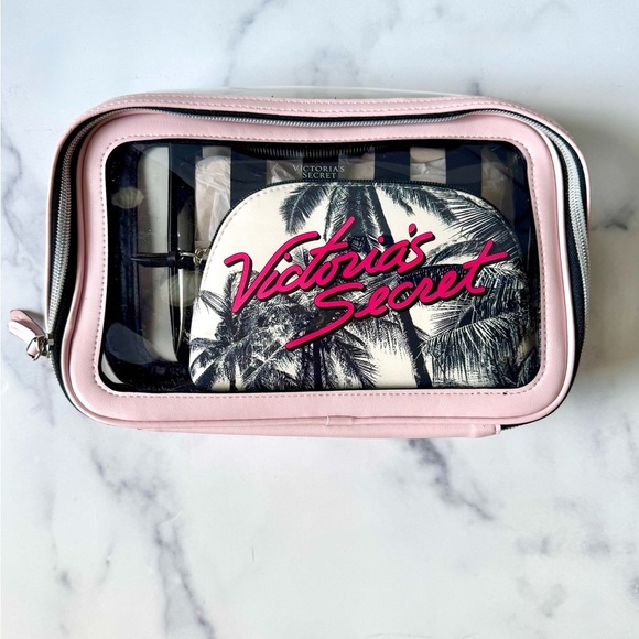 NEW Victoria’s Secret Backstage Nested Trio Clear Cosmetic Bags - Picture 1 of 4